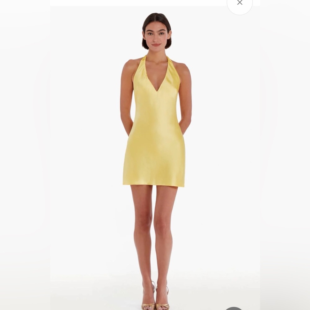 NEW Amanda Uprichard Bondi 100% Silk Yellow Mini Dress Size M - NEW $384